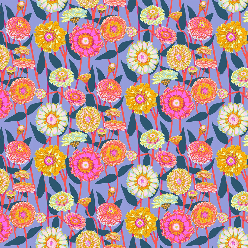 Colorful floral pattern on a purple background
