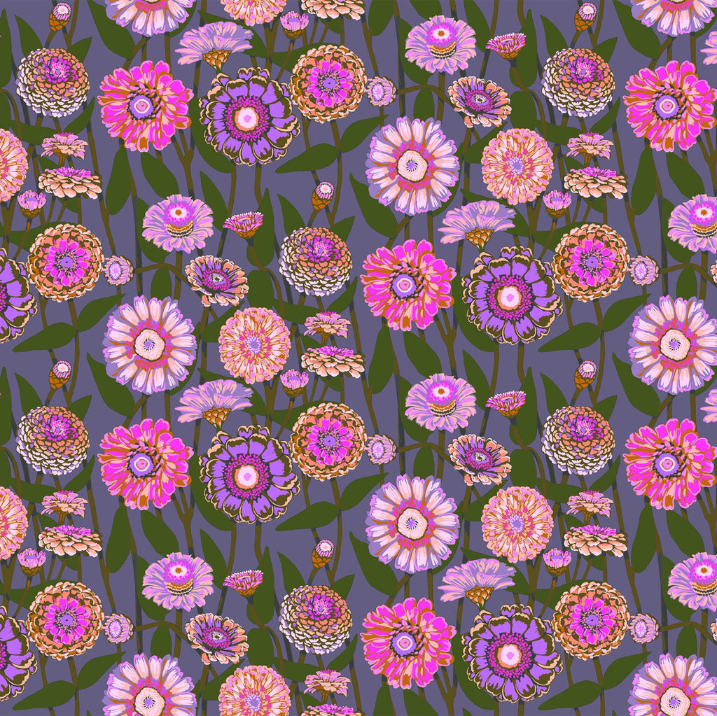 Pattern of colorful flowers on a dark background
