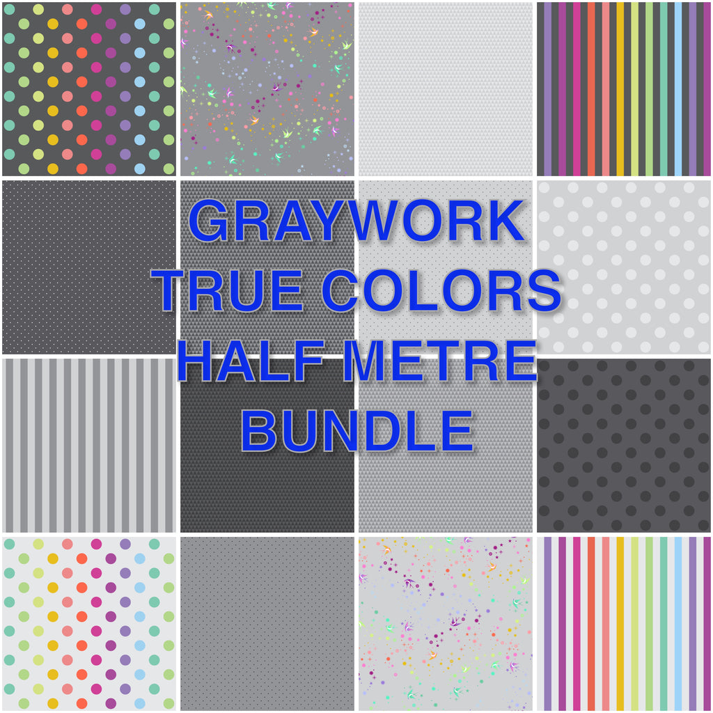 **Pre Order GRAYWORK TRUE COLORS Half Metre Bundle (16 Fabrics) due to arrive Oct/Nov 2025