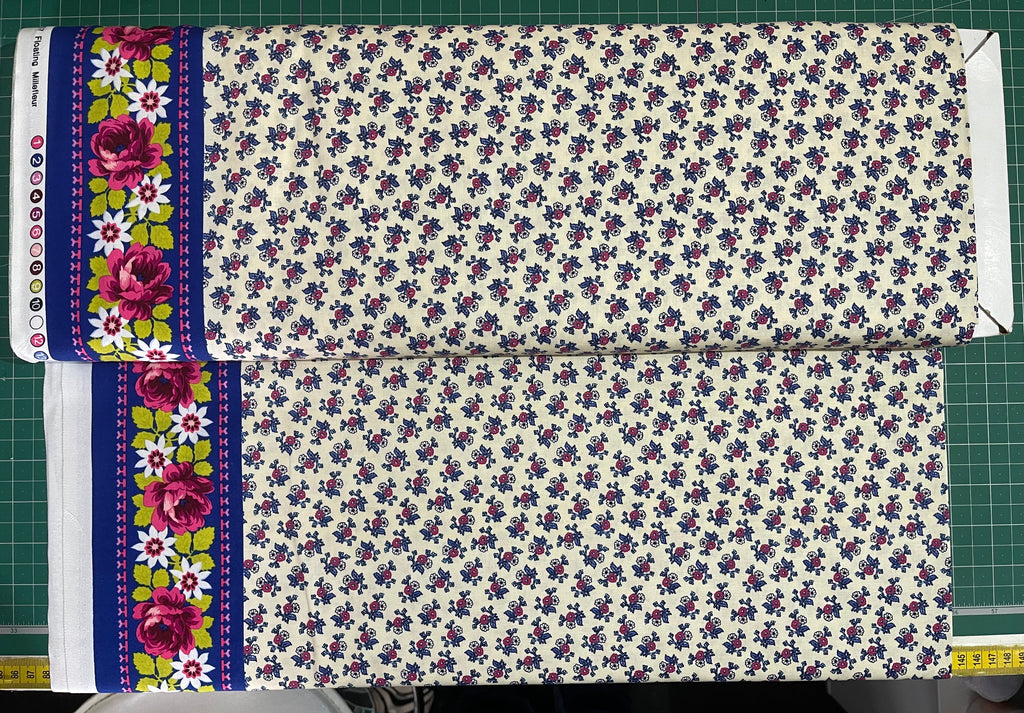 Neptune & The Mermaid Tokyo Milk - Floating Millefleur - BORDER PRINT PWTM007.8IVOR.Priced per 25cm