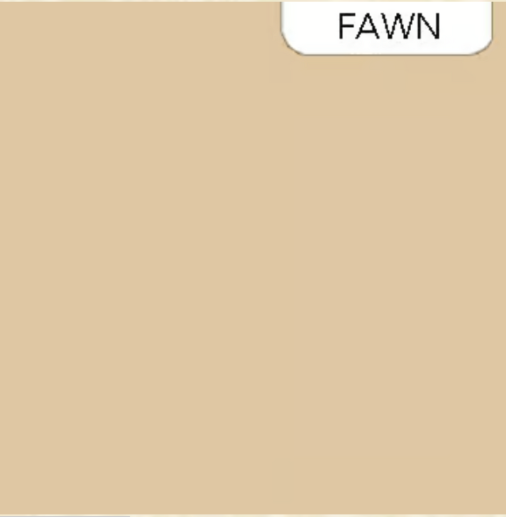 A solid fawn colored fabric swatch with the label 'FAWN' at the top.