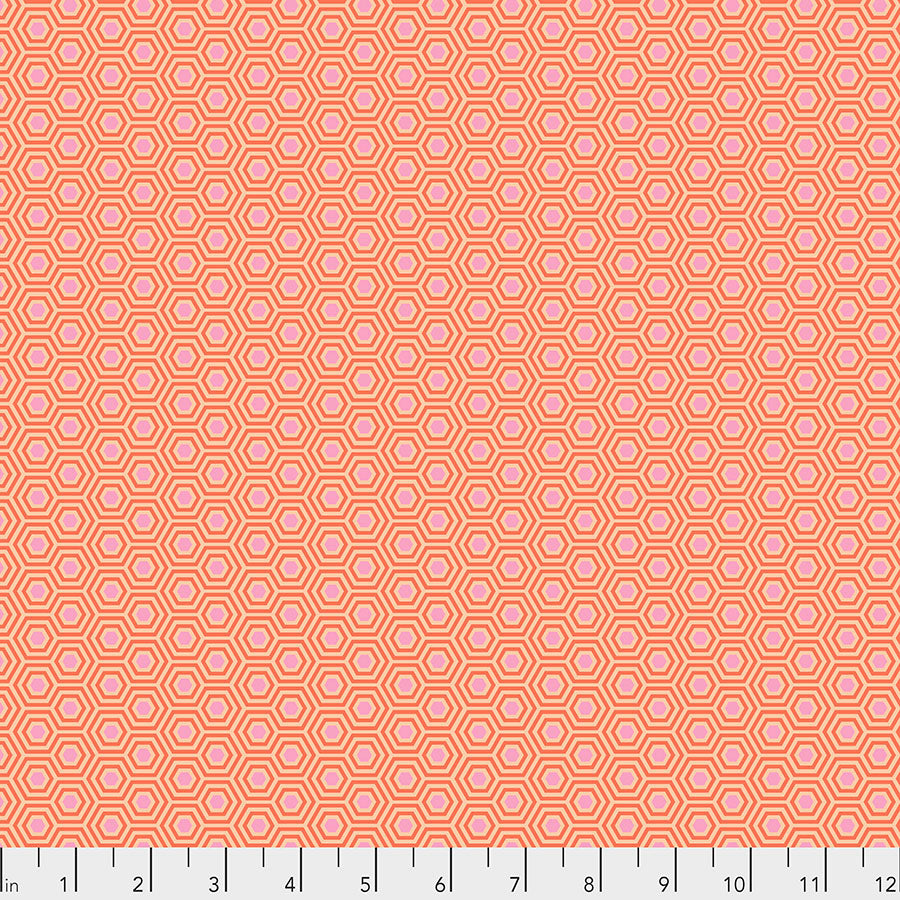 True Colors Hexy Peach Blossom PWTP150 by Tula Pink.Priced per 25cm.