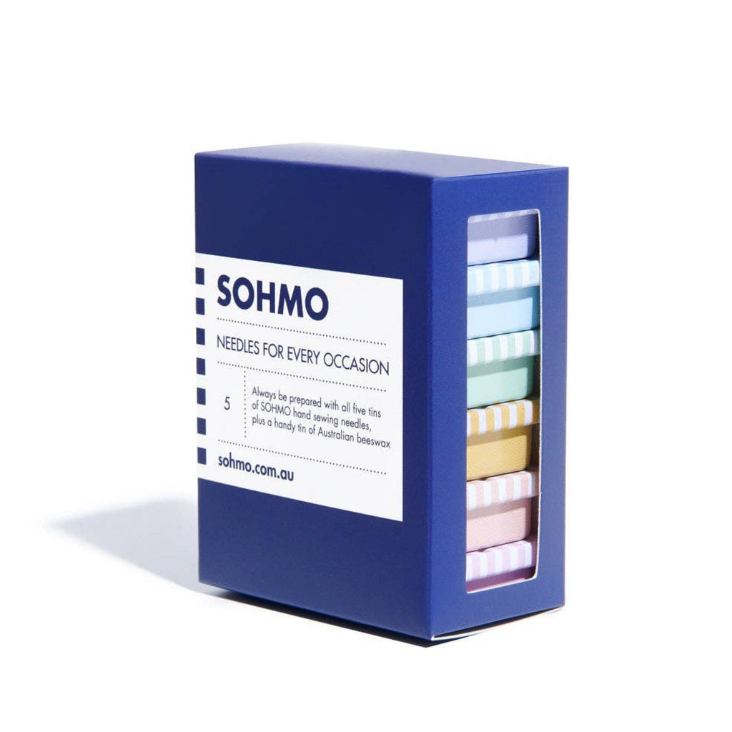 SOHMO needle box with colorful needles inside on a white background
