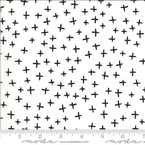 Black cross pattern on a white background with Moda label at the bottom.