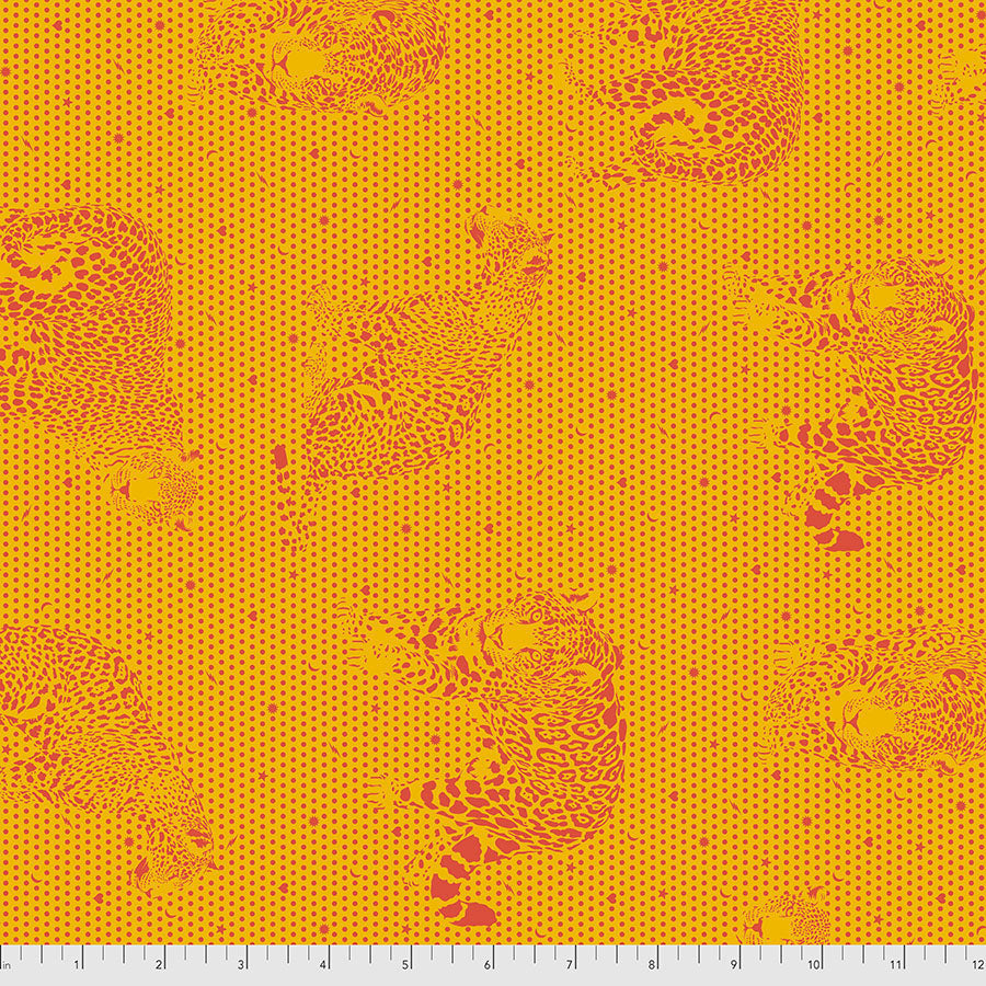 DAYDREAMER Lil Jaguars PAPAYA PWTP174.Priced per 25cm.Tula Pink