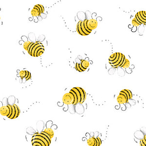 *REMNANT* Sweet Bees Basics by SusyBee SB20197-100 WHITE - 1.65 METRES
