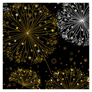 Dandelion Wishes DANDELIONS Black 29277 -J Priced per 25cm.