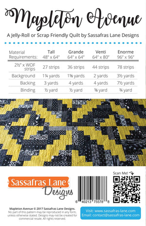 Mapleton Avenue Quilt Pattern: Paper Pattern
