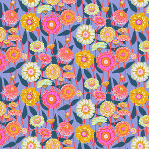 Colorful floral pattern on a purple background