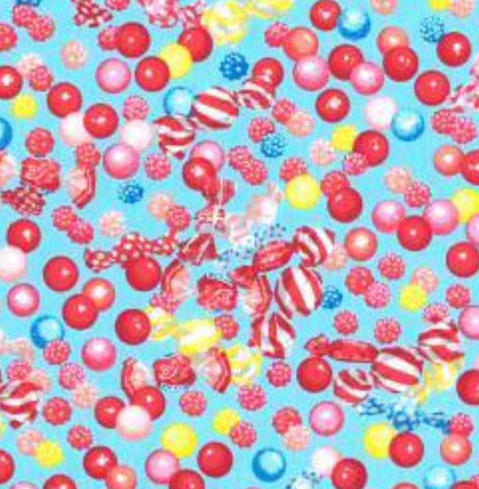 Lecien CANDY SHOP 4084670 Mixed Lollies blue.Priced per 25cm