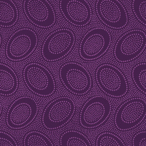 Purple patterned fabric with circular shapes on a purple background