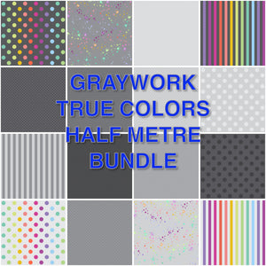 **Pre Order Gray TRUE COLORS Half Metre Bundle (16 Fabrics) due to arrive Oct/Nov 2025