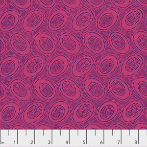 Patterned fabric with oval shapes on a purple background