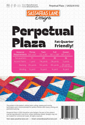 Perpetual Plaza Quilt Pattern: Paper Pattern.