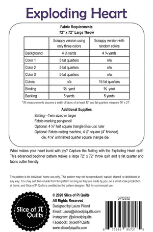 Exploding Heart Quilt Pattern: Paper Pattern