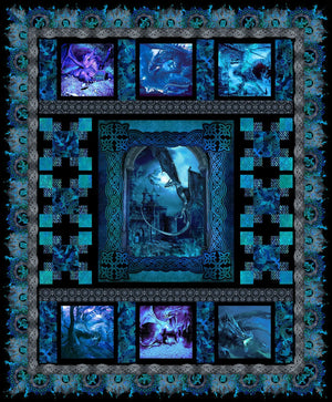 *+Dragons by Jason Yenter QUILT KIT BLUE FURY