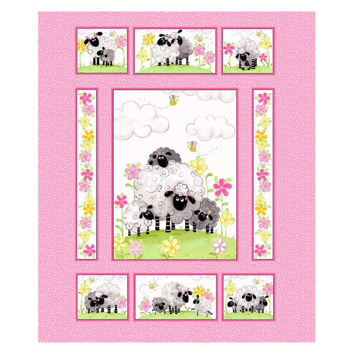 Lal the Lamb Mama Lal 36" Quilt Panel Pink by SusyBee. Priced per panel