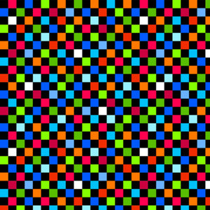 Multicolored pixel pattern on a black background