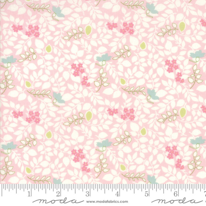 CAROLINE Bloom - Scattered Leaves Pink 18655 12.Priced per 25cm.