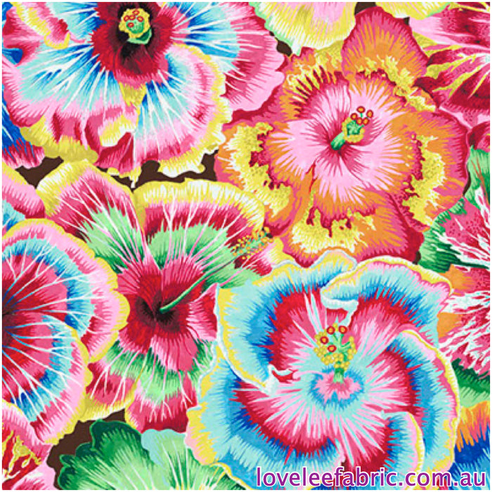 TREASURE ISLAND by Philip Jacobs (SNOW LEOPARD)- Hibiscus MULTI PWSL115.Priced per 25cm