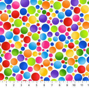 Northcott Color Play 24911 10 White/Multi Large & Small Dot.Priced per 25cm.